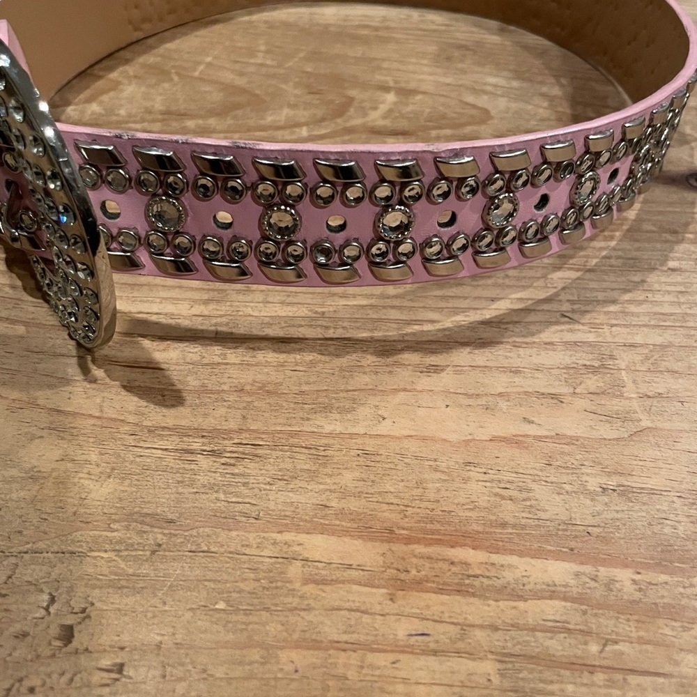 Like New Women’s Pink Silver Studded Rhinestone Belt Barbiecore Western Boho - Picture 10 of 12